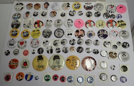 Laurel and Hardy Pin Back Buttons
