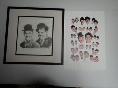 Frank Sasso Signed Laurel and Hardy Prints