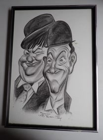 Laurel and Hardy Etching by Italian Artist