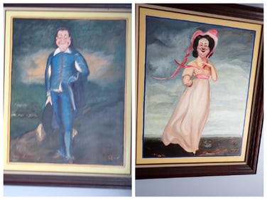 Laurel and Hardy as Blue Boy and Pinkie O/C Paintings