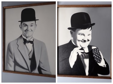 Laurel and Hardy Black and White Giclee Portraits