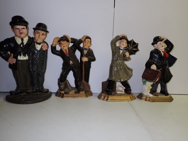 4 Iron Laurel and Hardy Door Stops