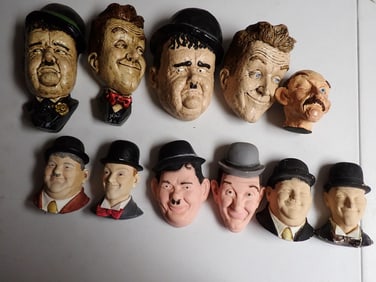 5 Pair of Laurel and Hardy Chalk Figures + Other