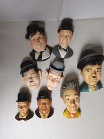 4 Pair of Laurel and Hardy Chalk Wall Displays