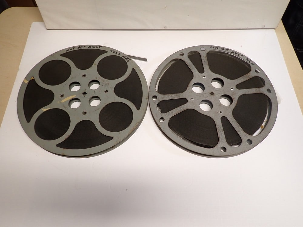 Laurel and Hardy Way out West Two Reel 16mm Film: 3 Reel Films untested. No noticeable defects noted. Reel is 12"