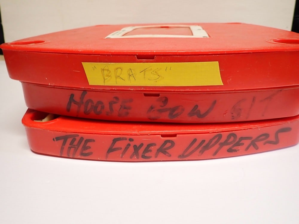 (3) Laurel and Hardy 16mm Film Reels: Cases are marked The Fixer Uppers, Hoose-Gow and Brats. Untested. No noticeable defects noted. 10 1/2"