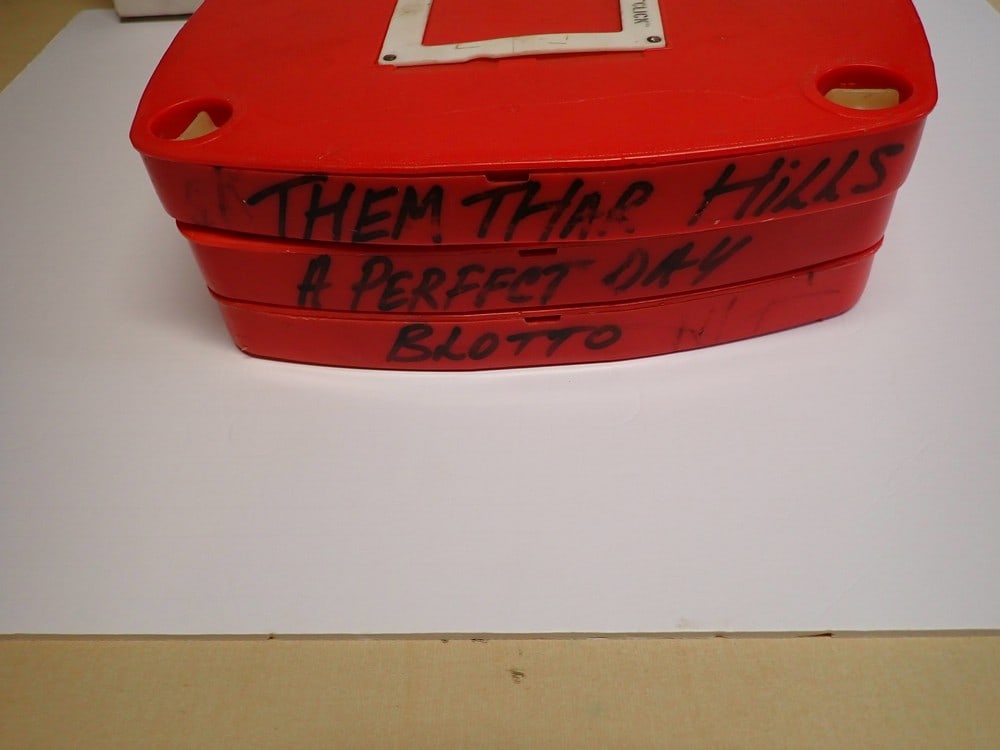 (3) Laurel and Hardy 16mm Film Reels: Cases are marked Them Thr Hills, A Perfect Day and Blotto. Untested. No noticeable defects noted 10 1/2"