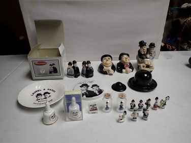 Laurel and Hardy China Face Pots, Trinket Boxes, etc.