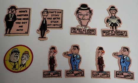 9 Laurel & Hardy Sew On Vintage Embroidered Patches