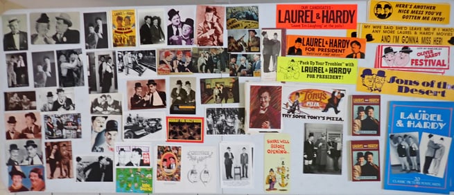 Laurel & Hardy Postcards, Tony's Pizza Adv., Bumper Stickers, Cards, etc.