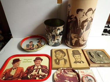 Laurel and Hardy Metal Trays, Wooden Plaques, etc.