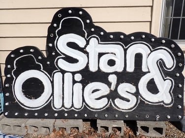 Stan & Ollie's Large Wooden Light Up Sign