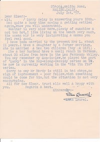 1957 Stan Laurel Signed Typed Letter with COA