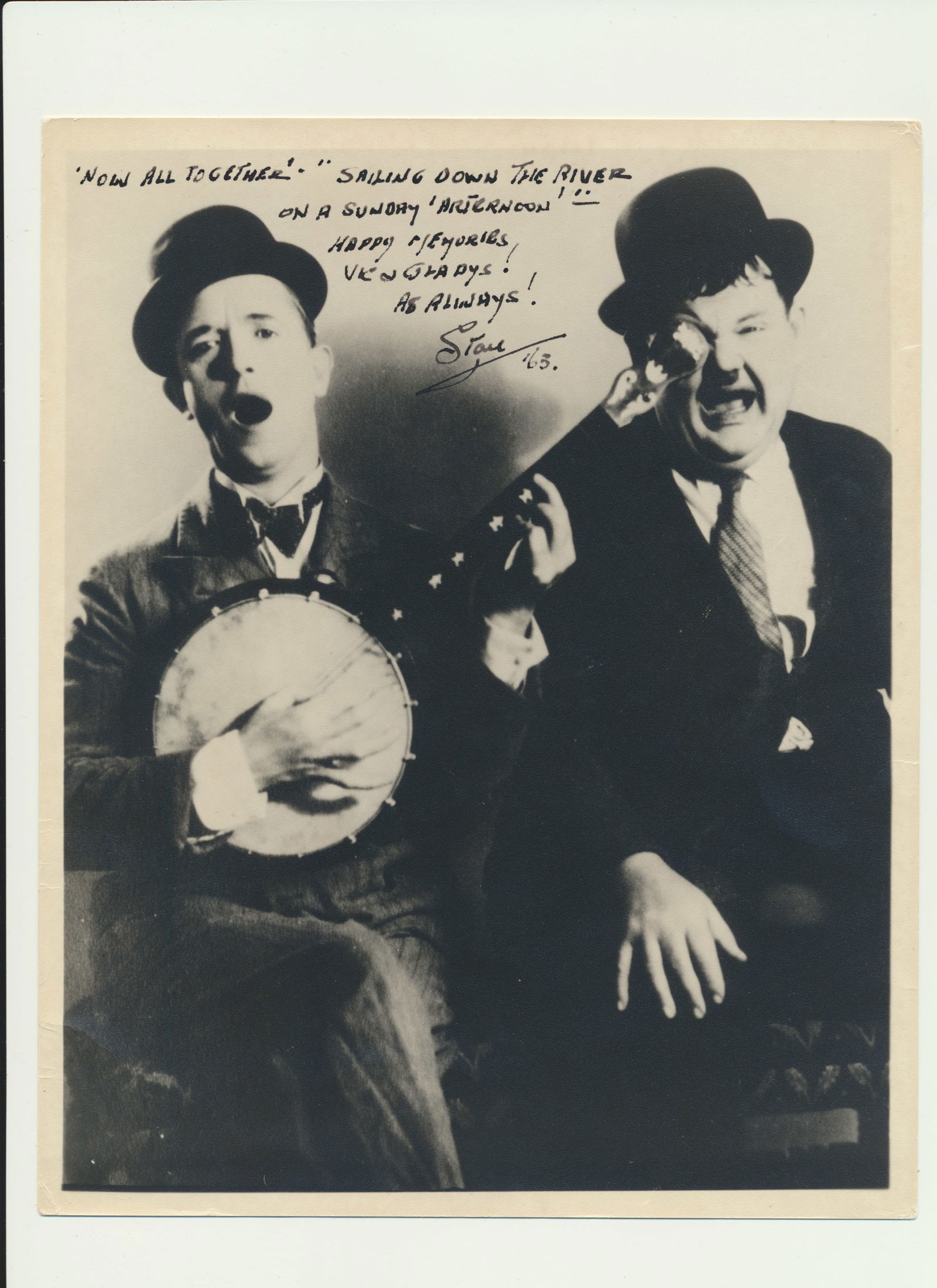Stan Laurel Signed Photo of Vic & Gladys - See lot 257 for letter to them also (1 of 2)