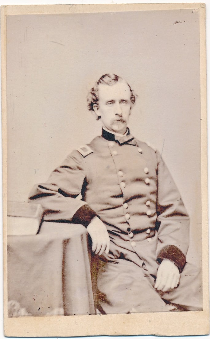General George Custer Brady CDV Seated by Table: E & BT Anthony from Brady's Photographic Negative. Carte de visite.