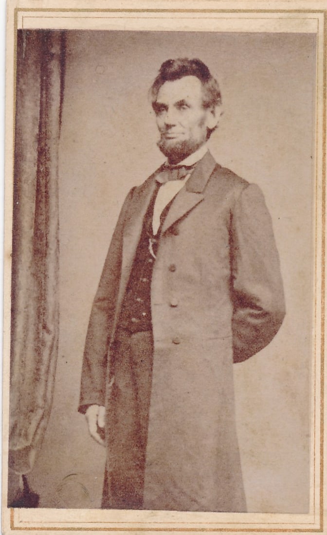 Standing Abraham Lincoln CDV arm behind back (1 of 2)
