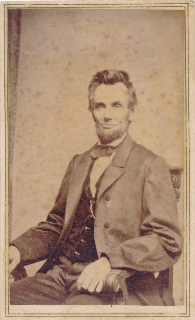 Seated President Abraham Lincoln CDV: E & BT Anthony from Brady's Photographic Negative. Carte de visite.