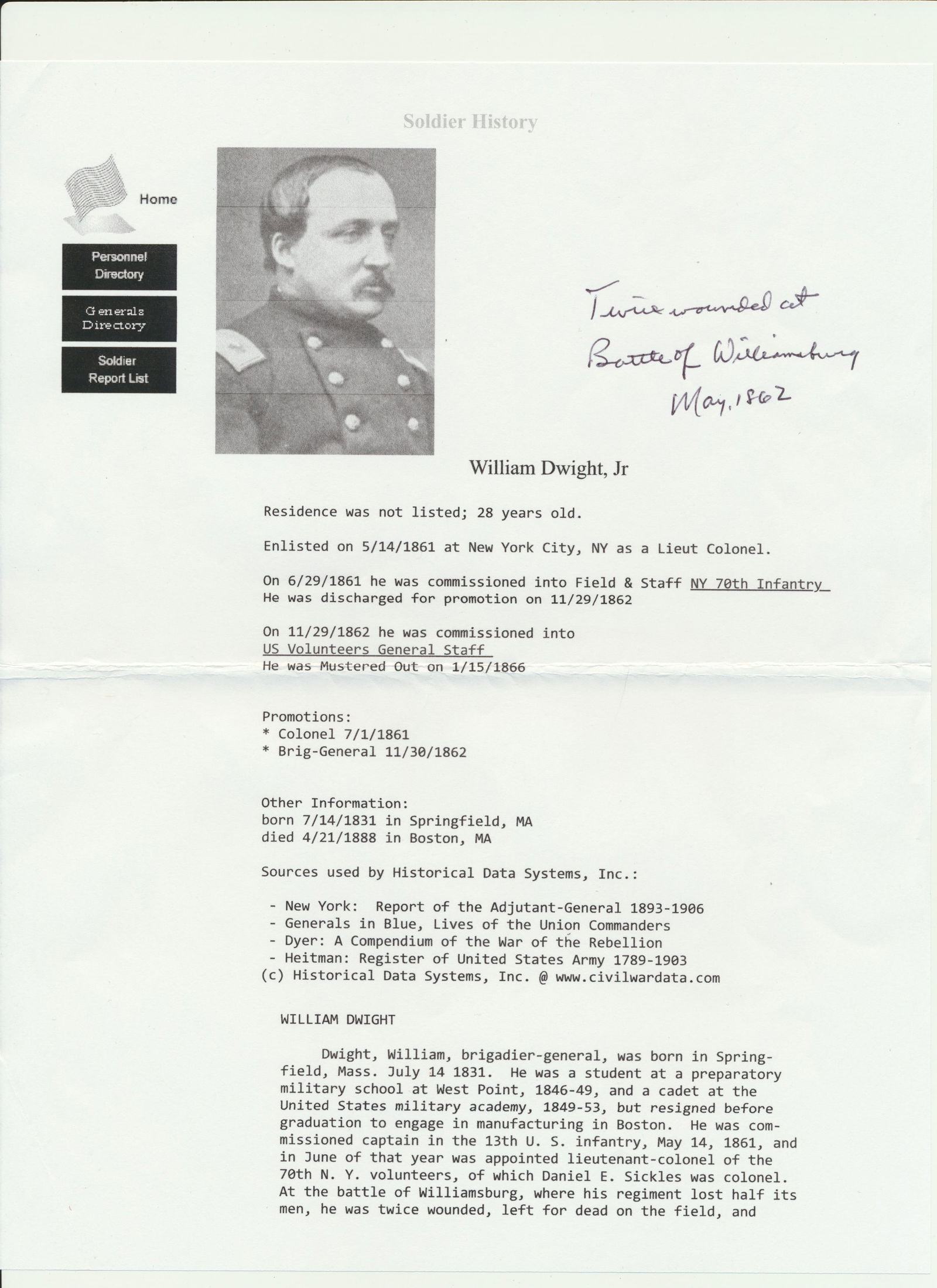 Brigadier General William Dwight R. CDV - 3