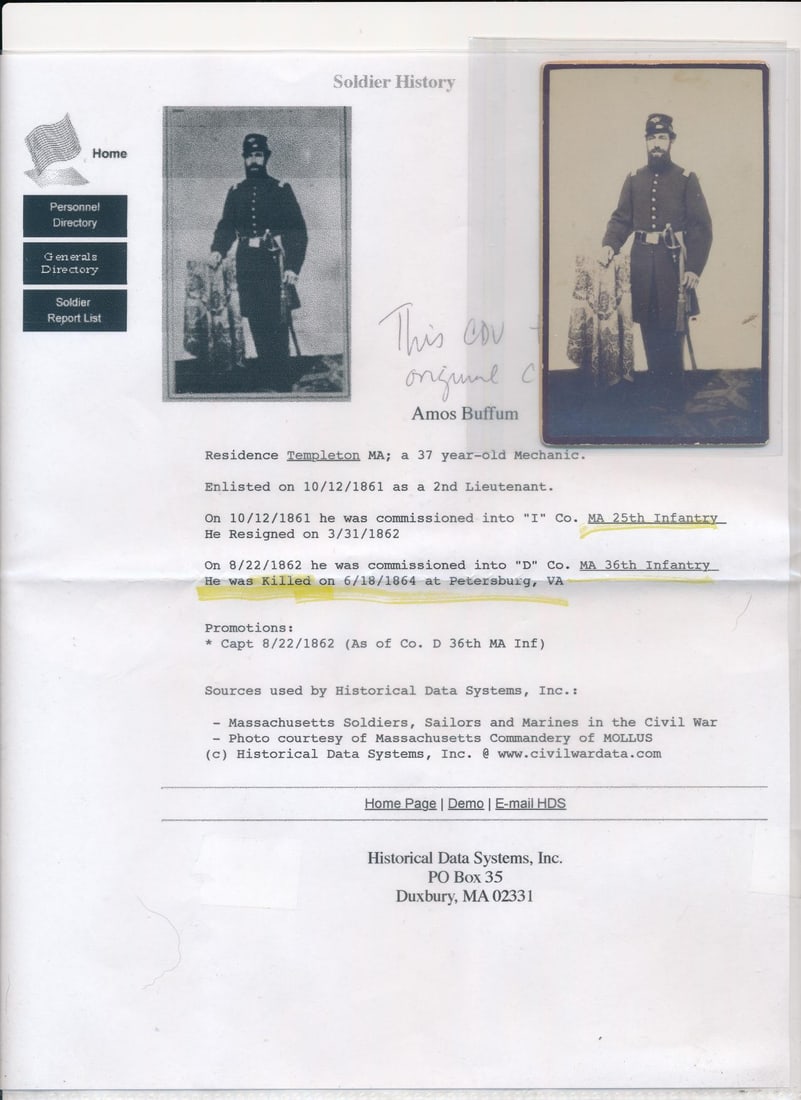 Northern Worcester County Civil War Soldier CDVs (1 of 8)