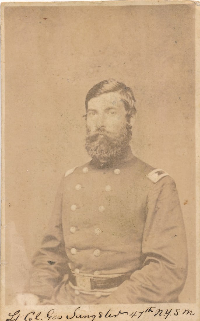 L. Col. George Sangster NY 47th Inf. signed CDV: He was commissioned into Field & Staff New York 47th Infantry.