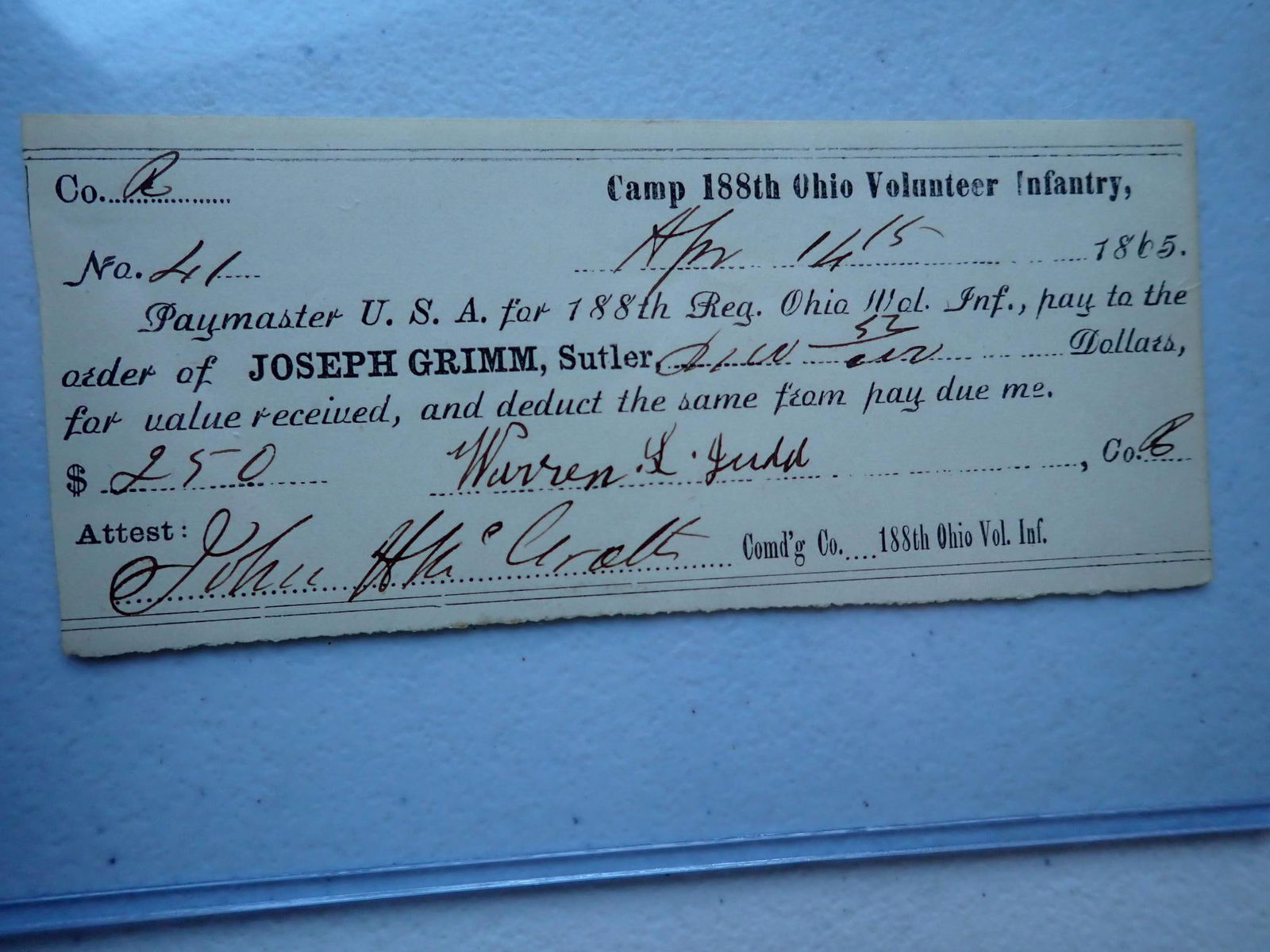 Benjamin Ford RPPC, CSA pay slip, etc. - 5