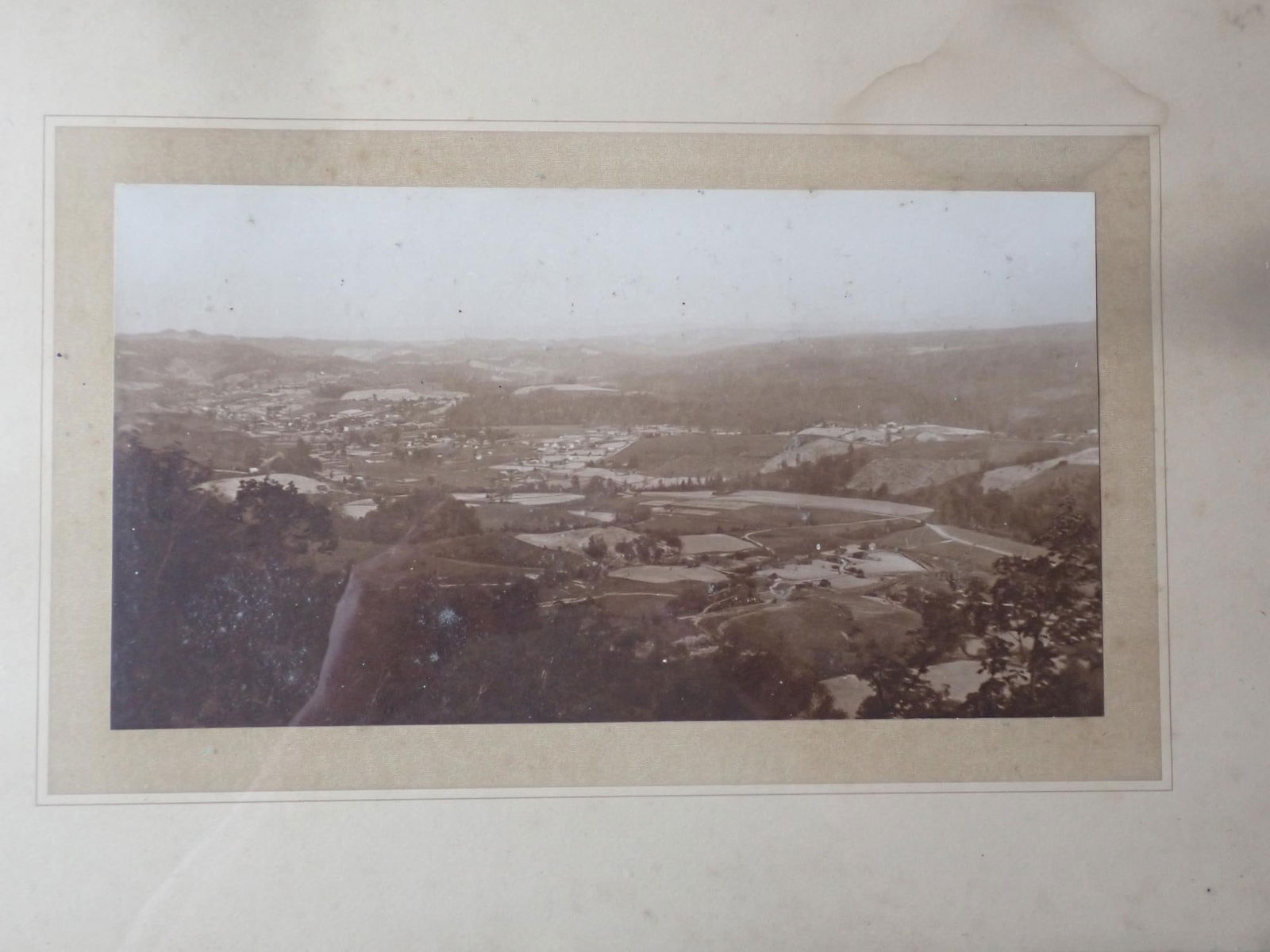 Gettysburg Aerial View photo: Mat has some staining. Frame has some chipping . Some spots inside glass. Frame 15" x 21". Photo 7" X 14 1/2"