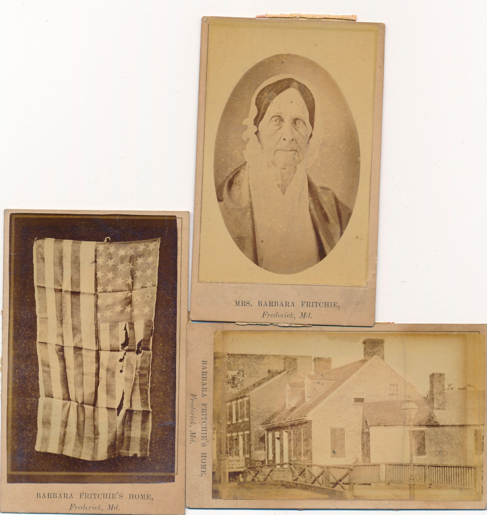 Barbara Fritchie, house, and flag CDVs (1 of 7)