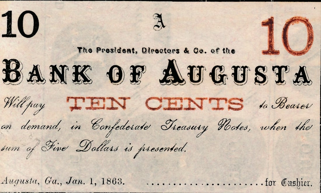 Savannah Chatham Artillery, CSA Vets ephemera: 1886 Savannah Chatham Artillery 100th Anniversary Ribbon, CSA Vets ephemera. 1914 Daughters of the Confederacy medal. CSA Veterans ephemera and fractional Savannah currency.