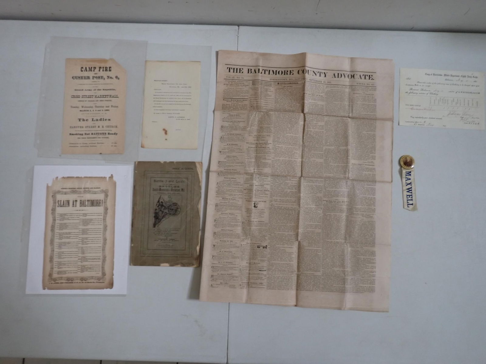 1862 Baltimore newspaper, Battlefield Guide, etc. (1 of 12)