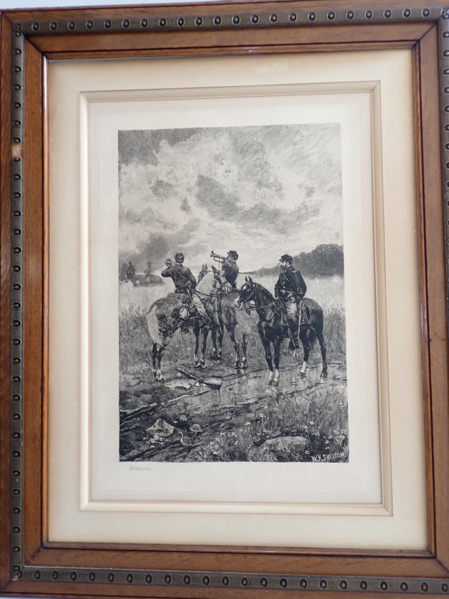 "Bugle Call" W.H. Shelton Signed Etching 1885 (1 of 9)