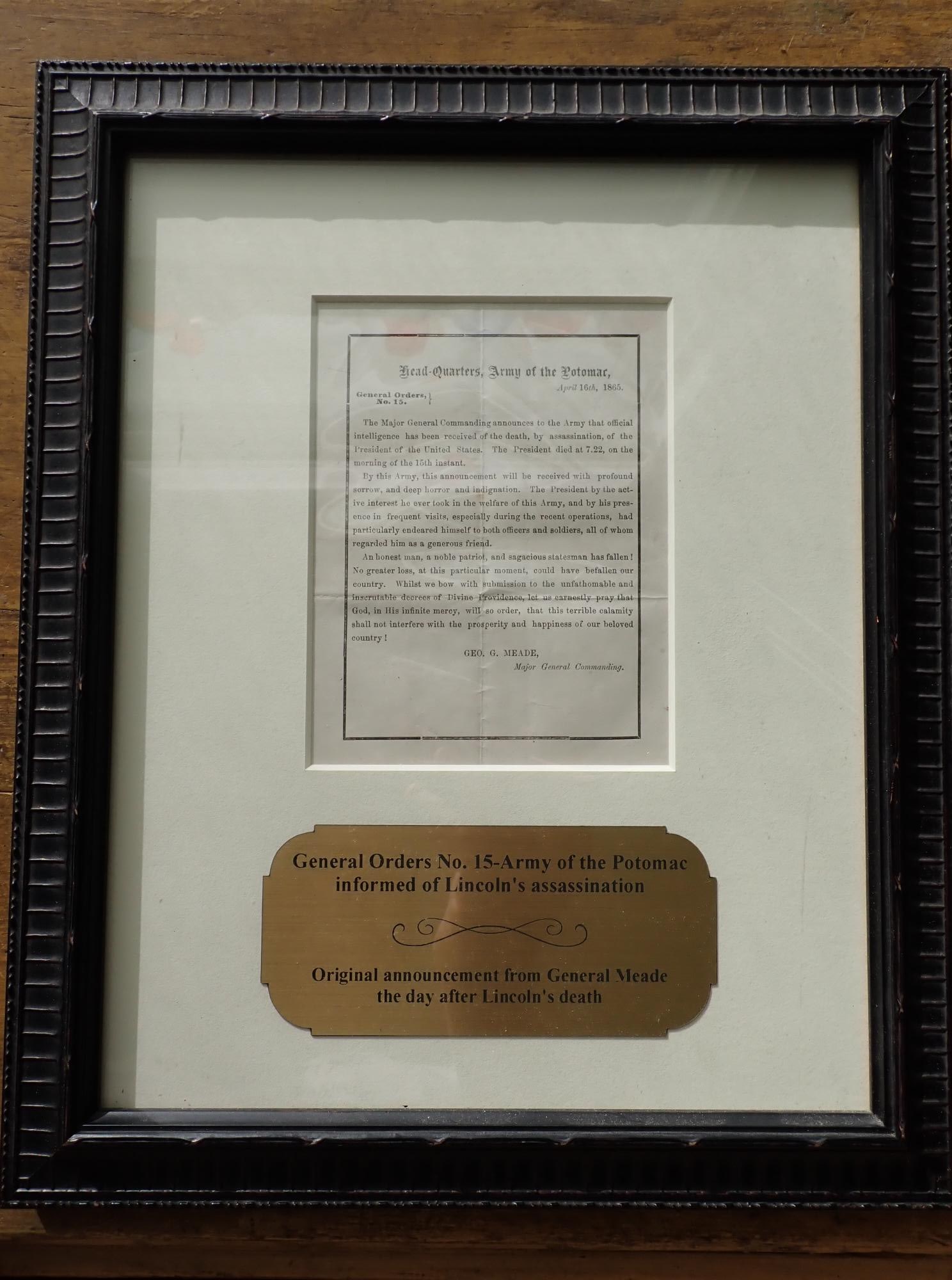 Gen Orders #15, Lincoln's Assassination 1865 (1 of 7)