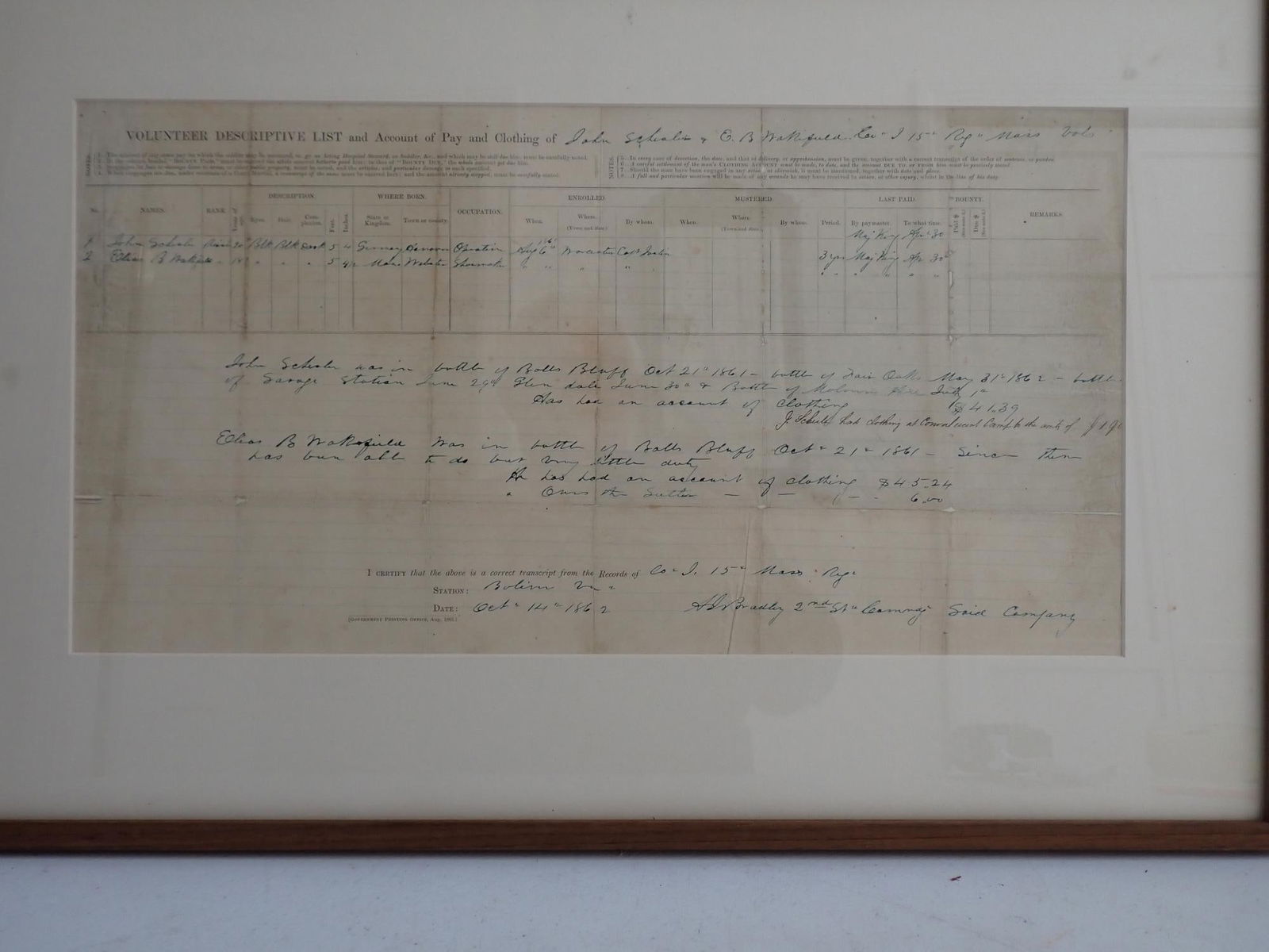 Soldiers Pay and clothing Civil War soldiers account (1 of 10)