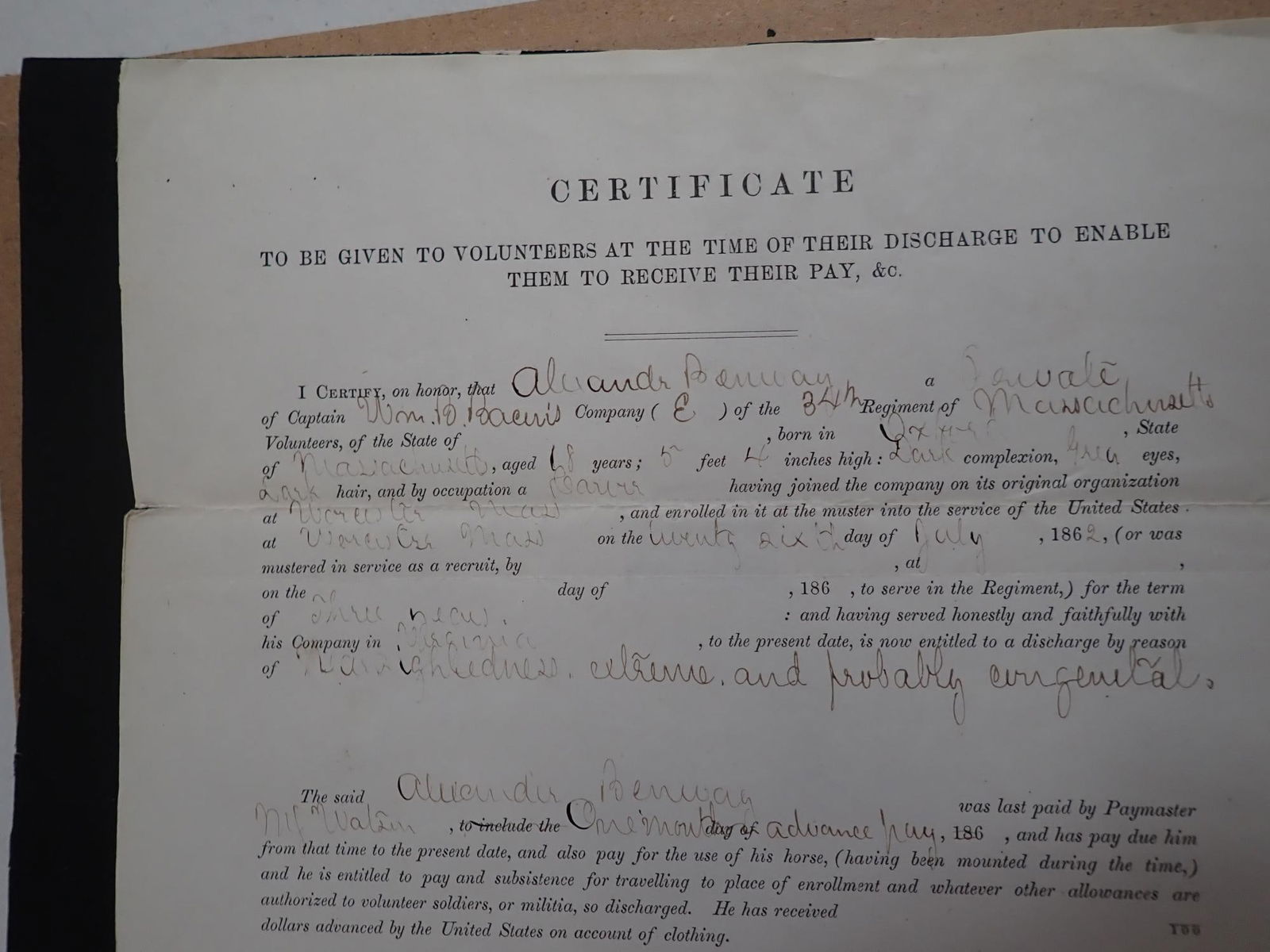 Capt William B. Bacon Worcester CDV & document - 3