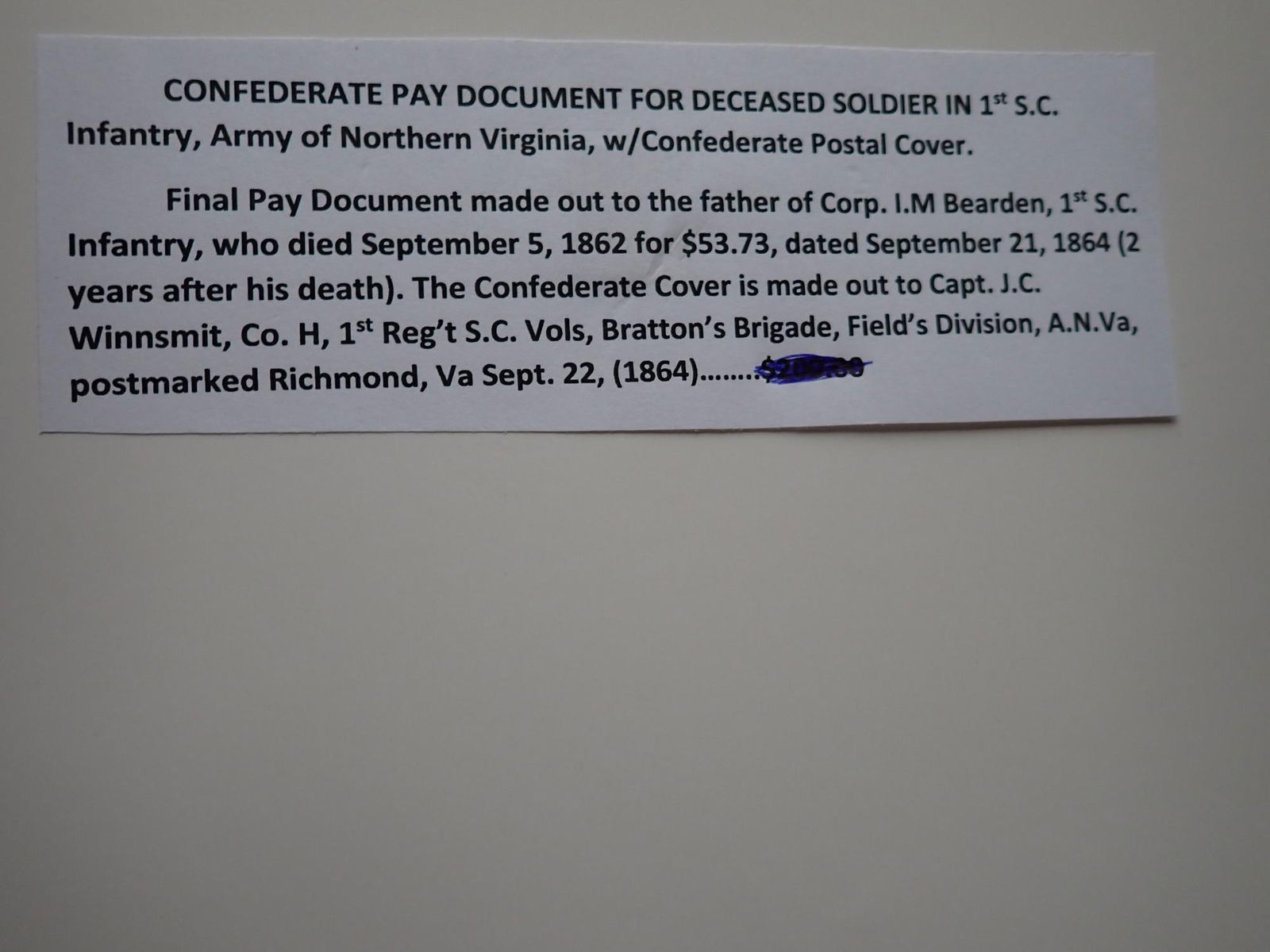 Confederate deceased soldier pay document, etc. - 8