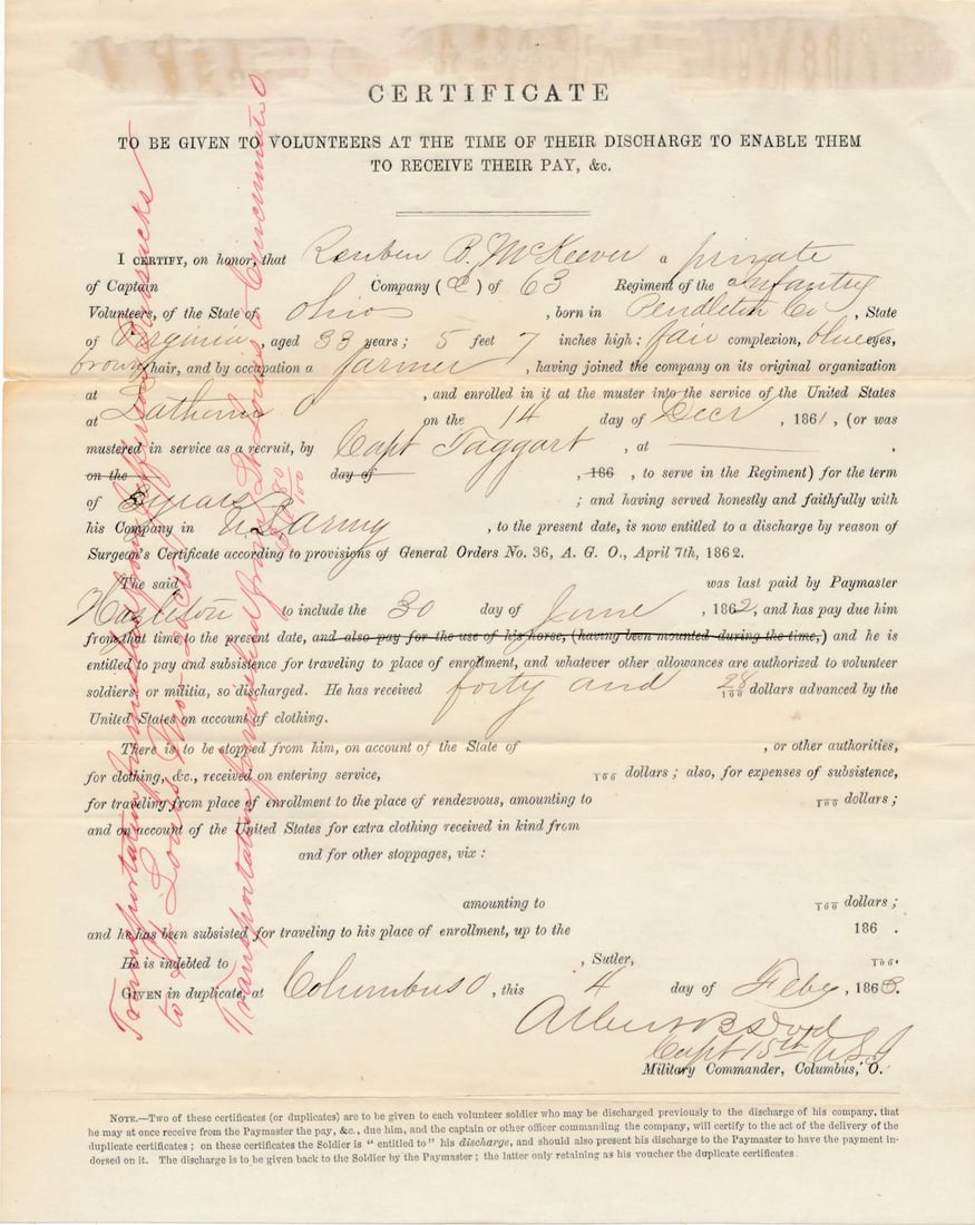 Civil War discharge and pay documents - 10