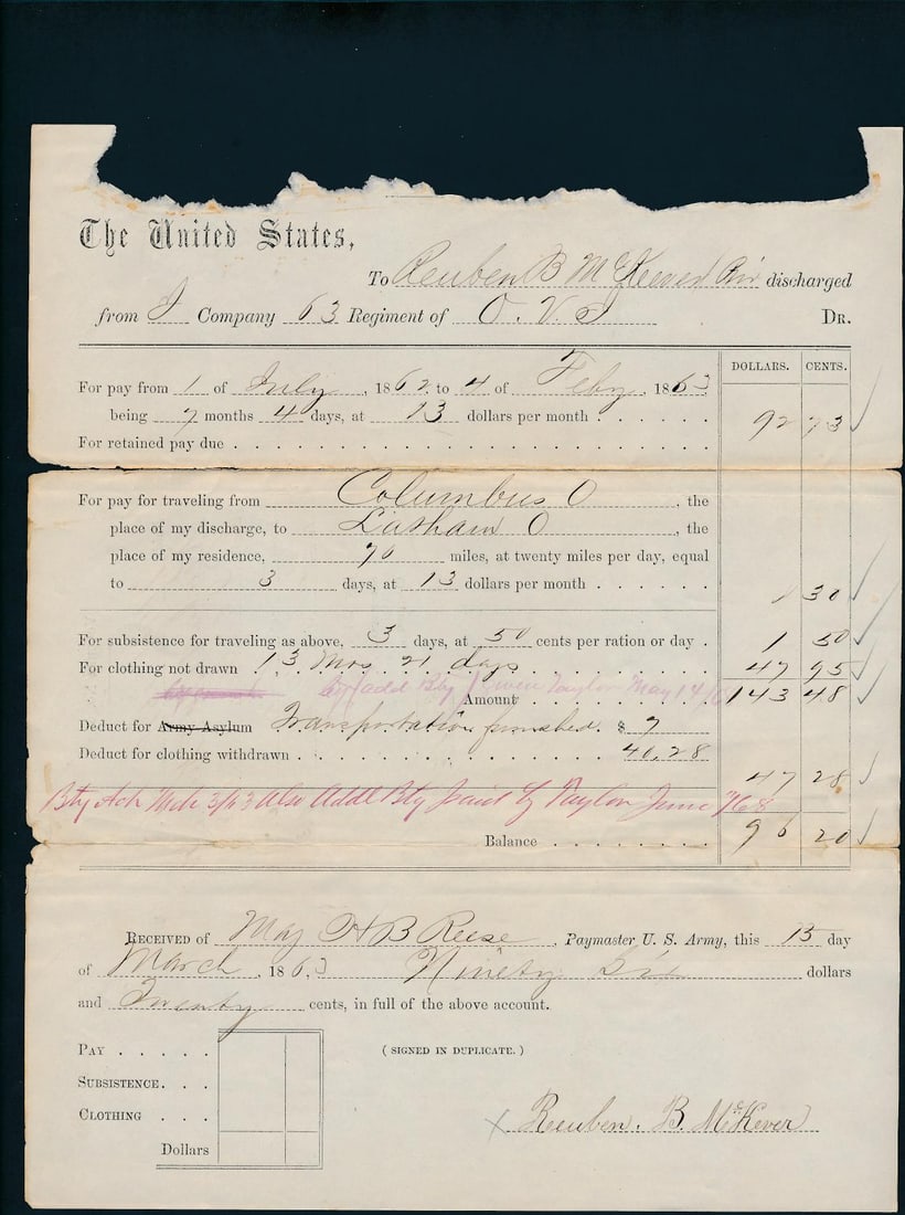 Civil War discharge and pay documents - 12