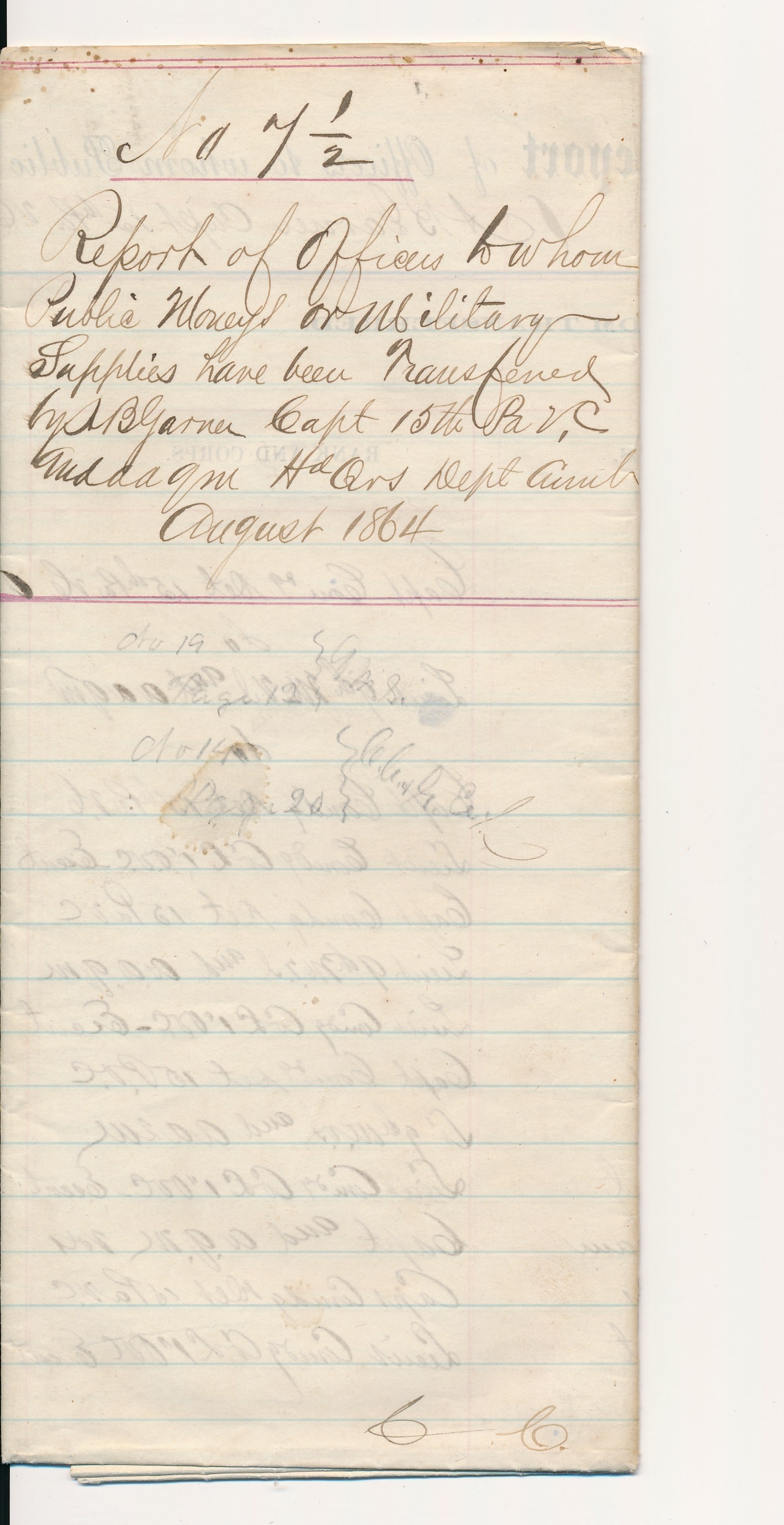 Capt. Abram B. Garner 15th PA Cavalry Reports: Captain Abram B. Garner 15th PA Cavalry Reports & other Documents. Army of the Cumberland