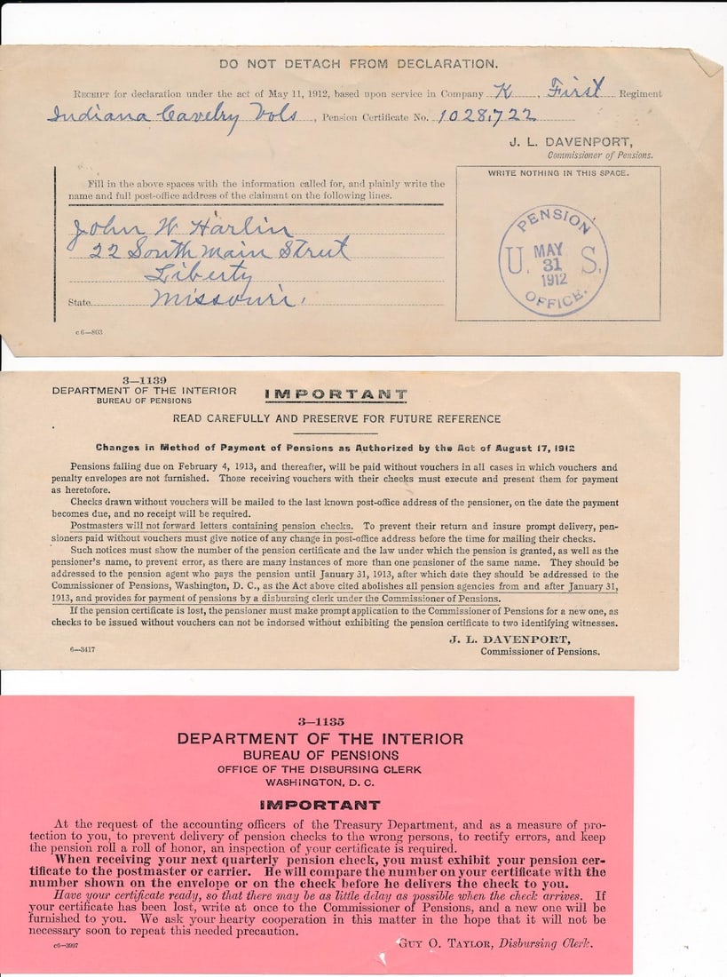 Miscellaneous Post-war docs, GAR, pension docs (1 of 20)