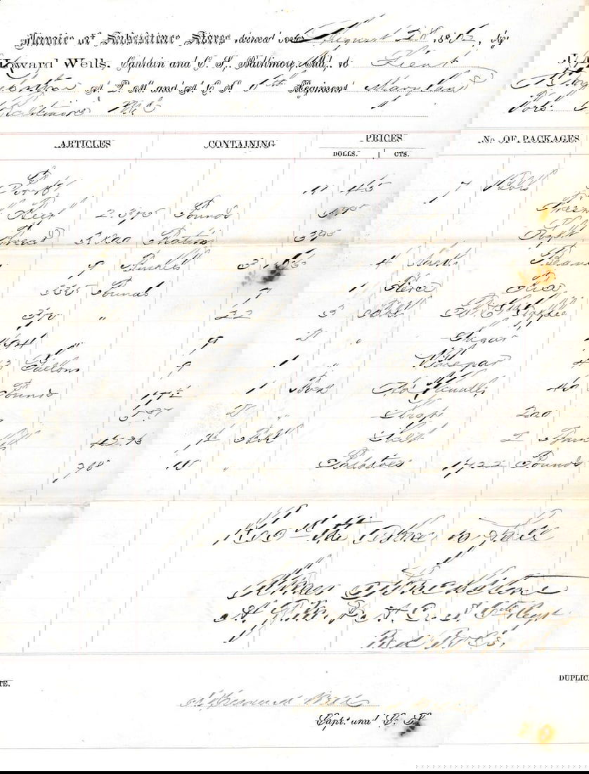 Quartermaster's, Substinence Ordnance Stores docs - 14