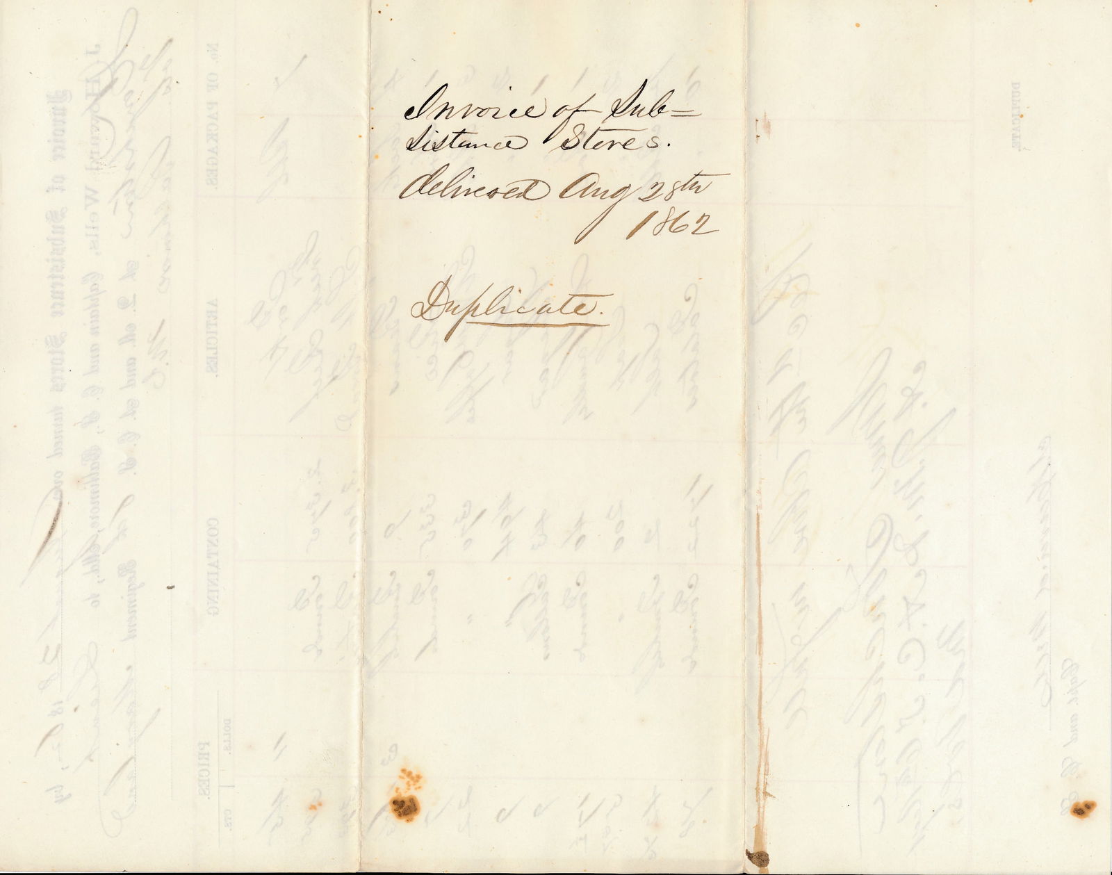 Quartermaster's, Substinence Ordnance Stores docs - 15