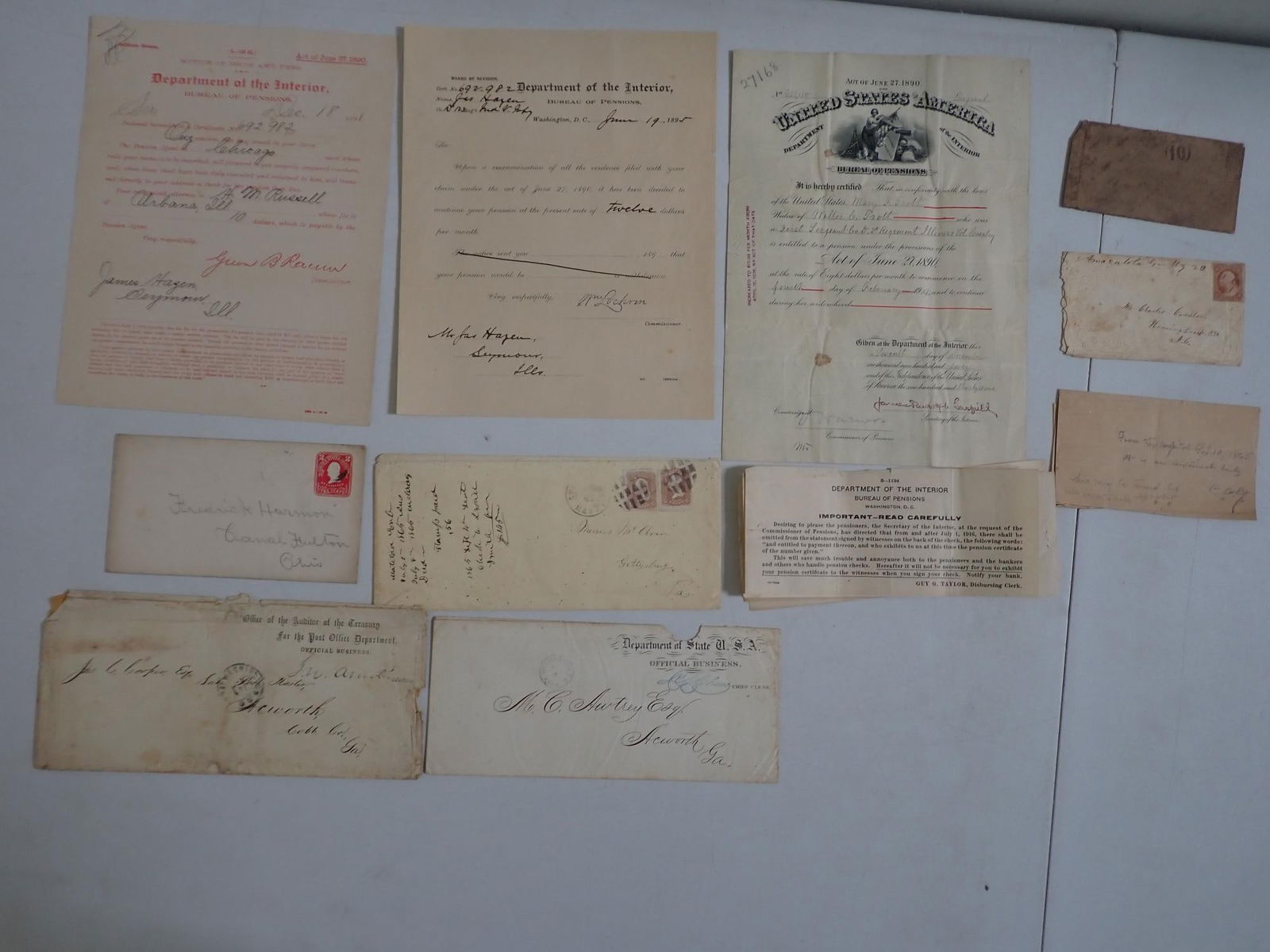 Civil War coded note, Pension documents, etc. (1 of 9)