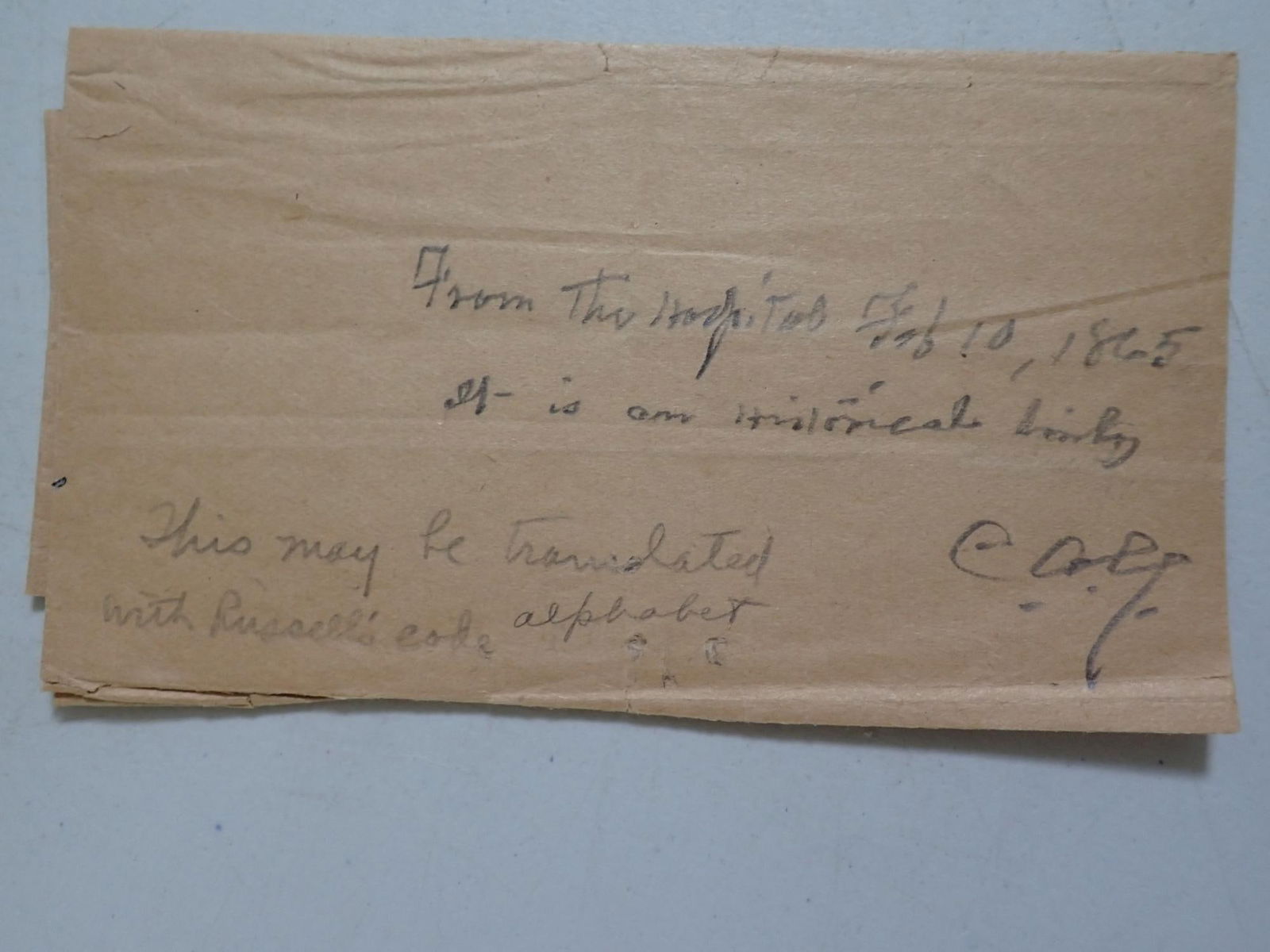 Civil War coded note, Pension documents, etc. - 2