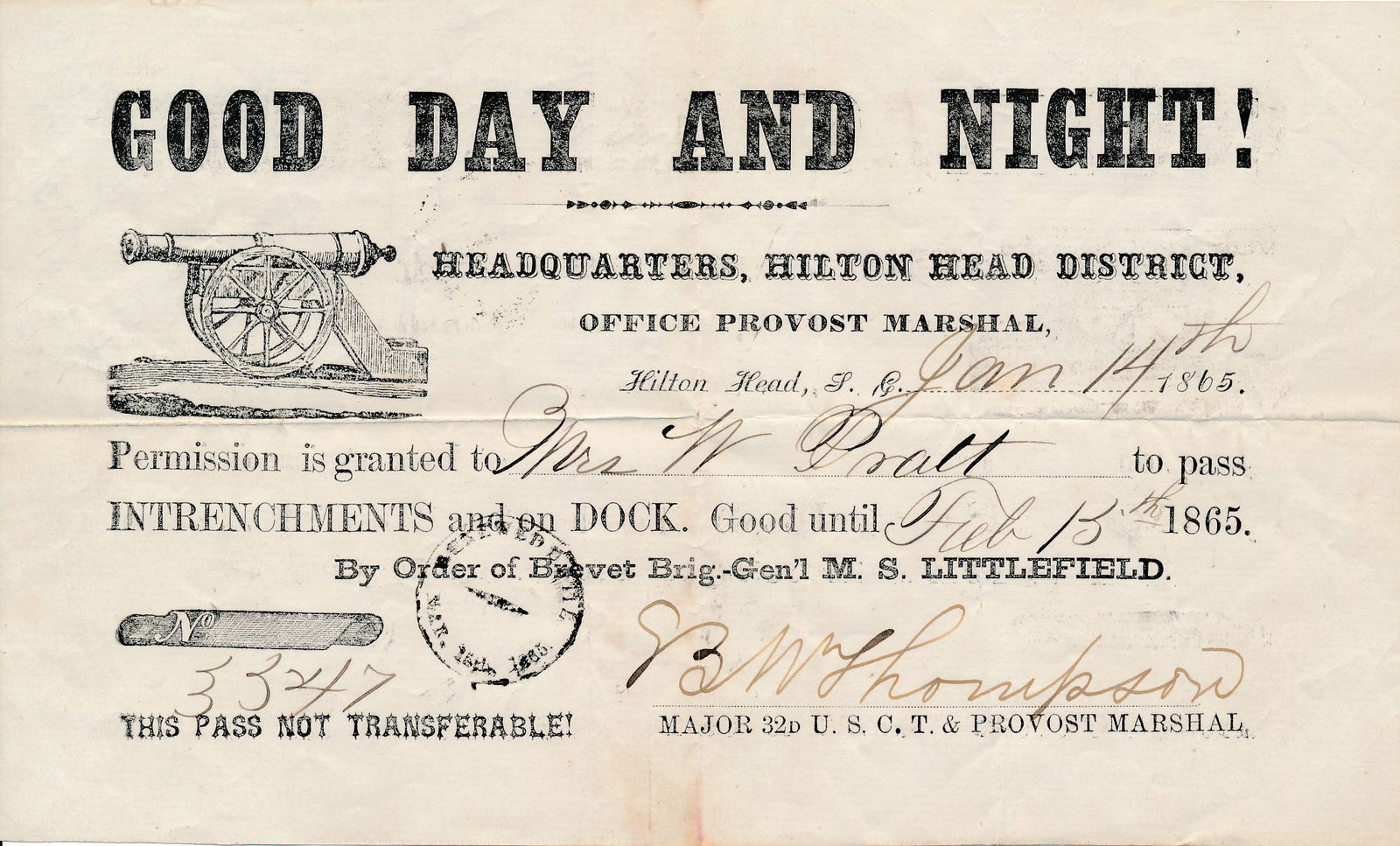 Townsend, Massachusetts Draft! Broadside & pass - 2