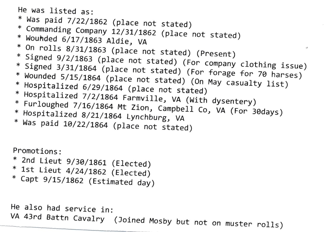 CSA Nathaniel L. Brooks I Co. VA 2nd Cavalry docs - 5