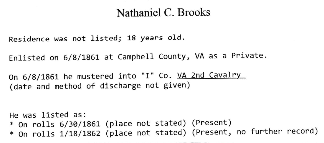 CSA Nathaniel L. Brooks I Co. VA 2nd Cavalry docs - 6