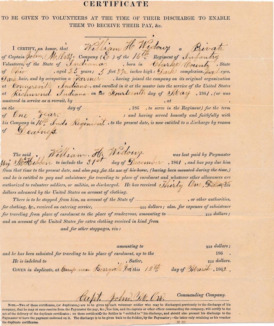 Civil War discharge documents - 12