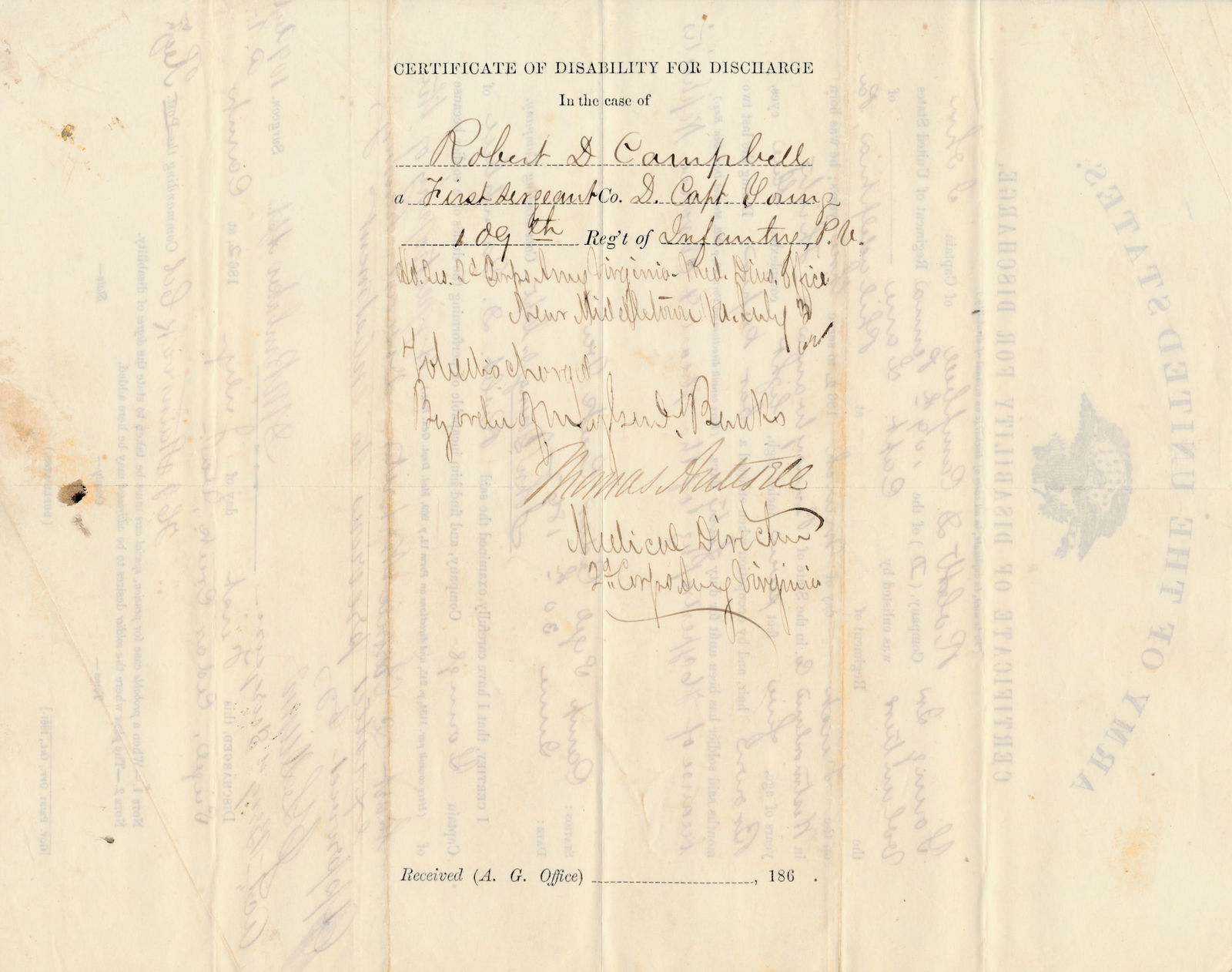 Civil War discharge documents - 8