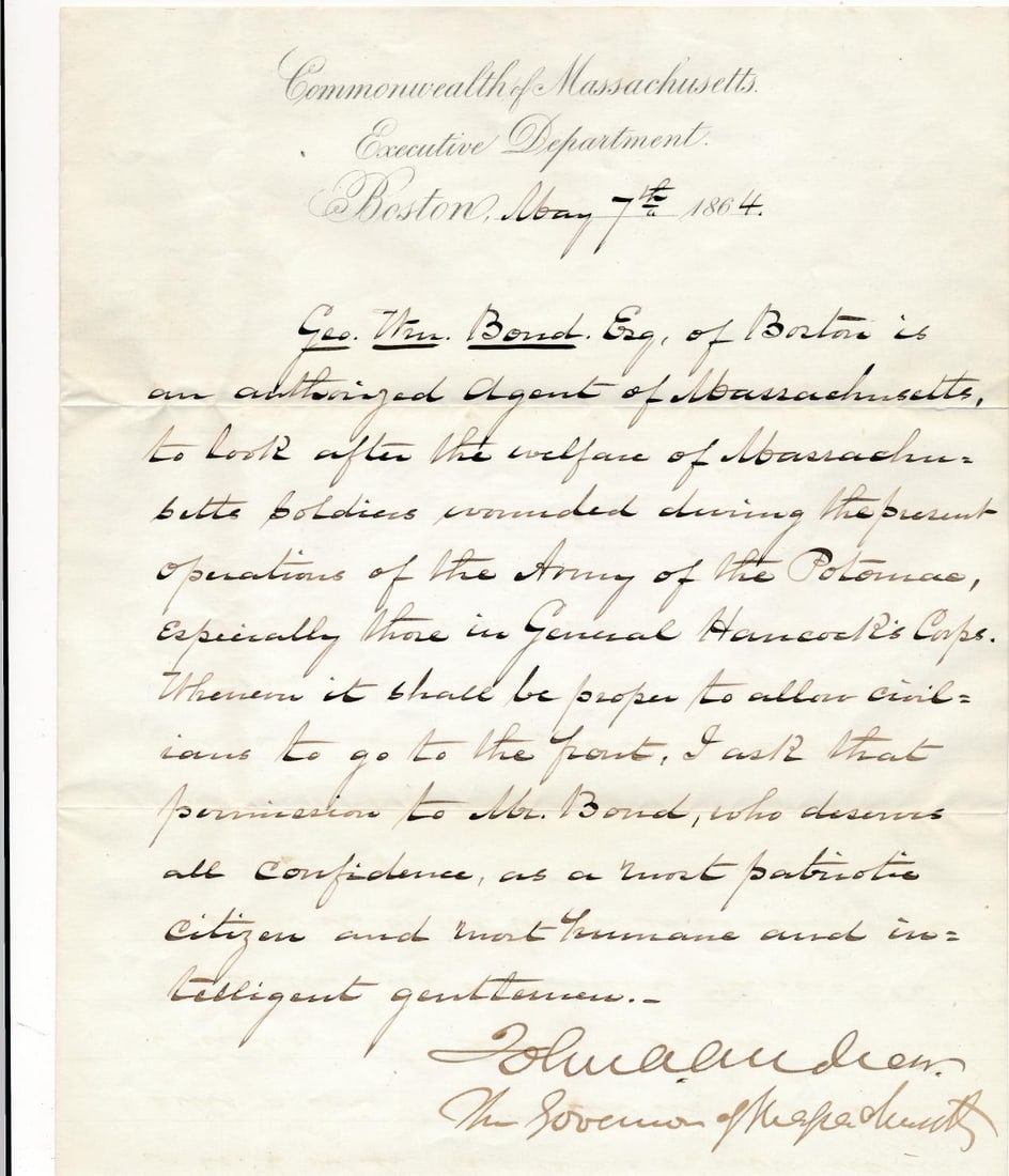 1864 Massachusetts wounded soldiers document - 2