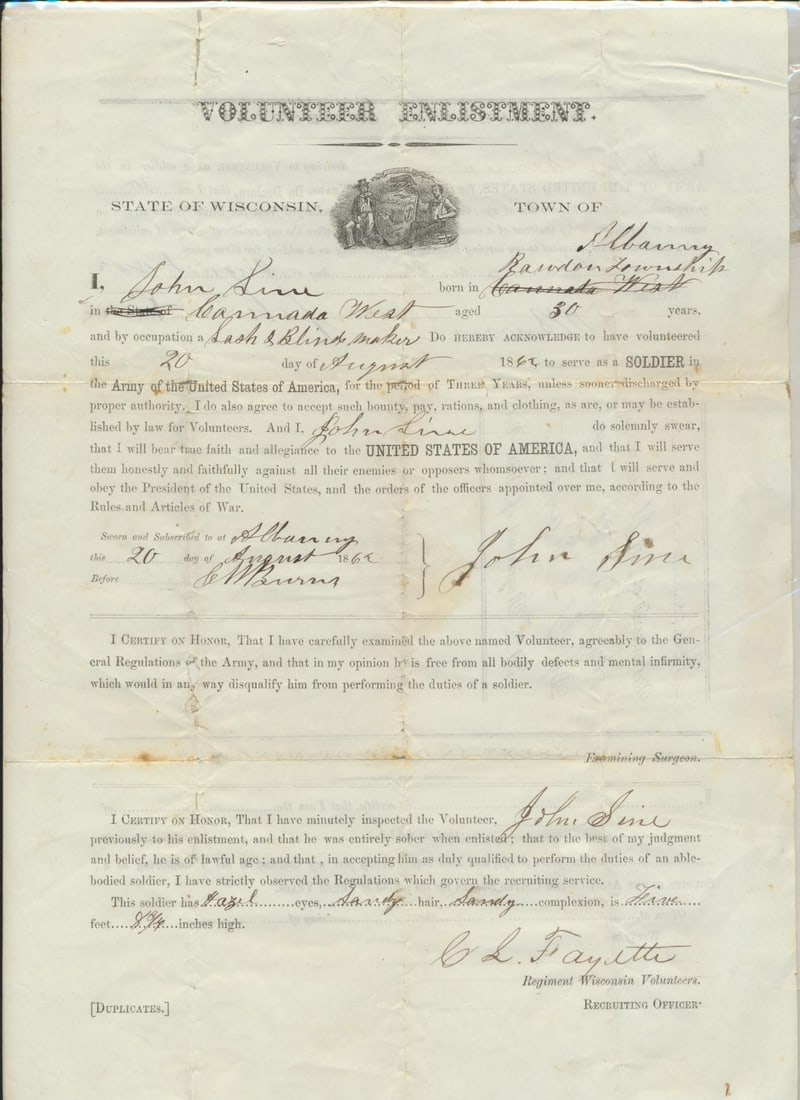 Civil War Vol. Enlistment, disability discharge, etc. (1 of 4)