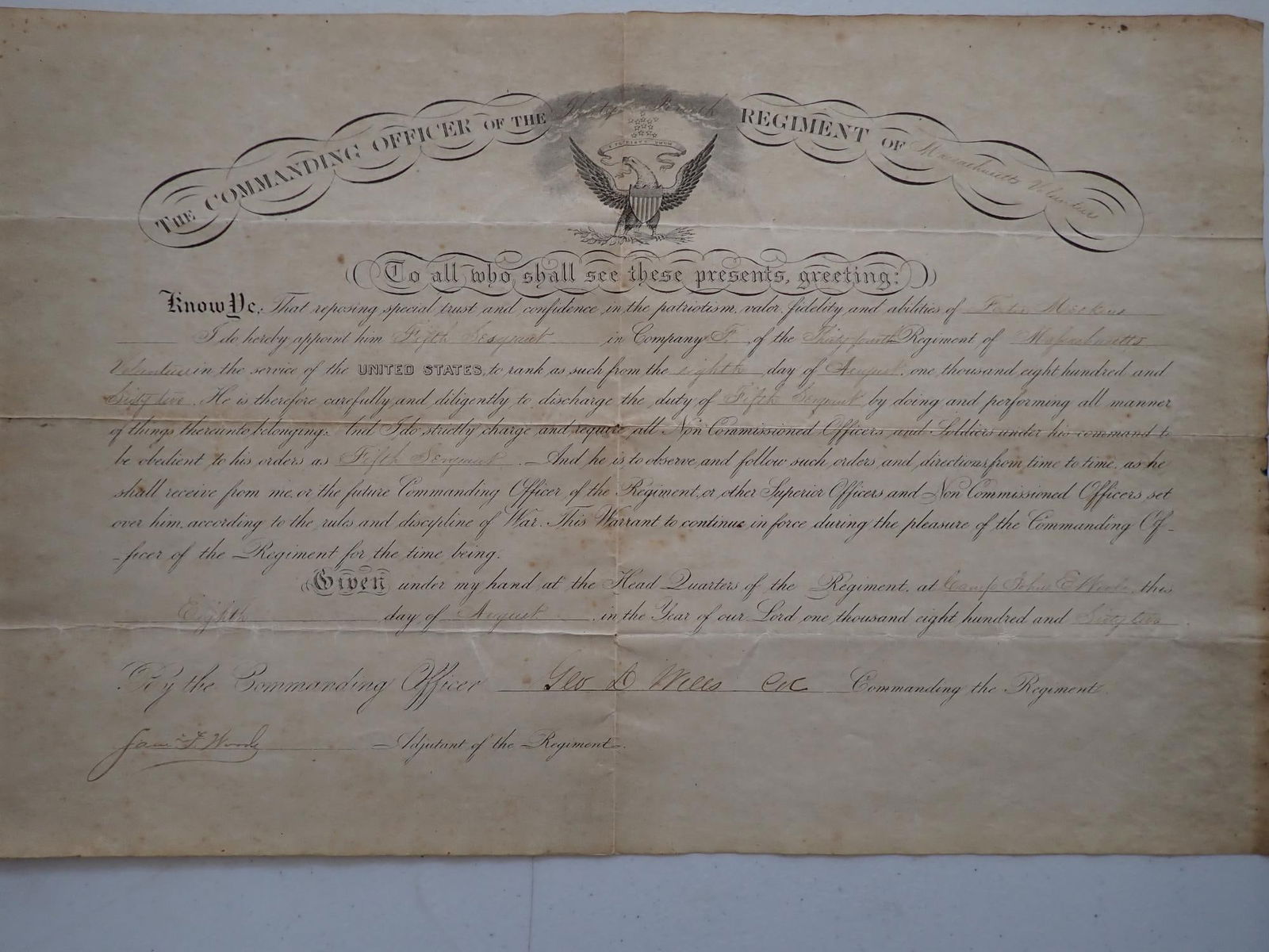 Foster Meekins 5th Sgt. 34th Mass appointment (1 of 7)